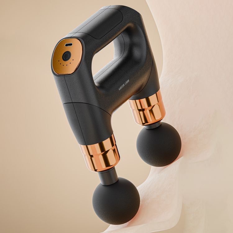 Green Lion Dual Head Massage Gun with 4×Double Massage Heads (Ball/U-Shaped/Flat/Bullet Heads), 45 Min Working Time, 6×Speed Levels, 3200 RPM Motor, Ergonomic Handle, Quiet Operation, Portable Handheld Body Massager for Neck, Shoulders, Back, Legs Pain Relief - Black