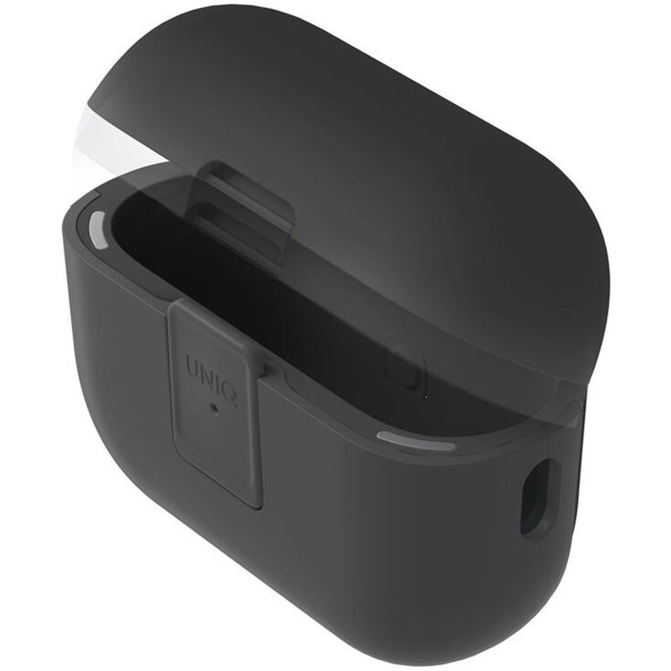 UNIQ Clyde Airpods Pro 2nd Gen Case, Hybrid Dual Layer Design, Premium Aluminum Carabiner, Wired and Wireless Charging - Charcoal