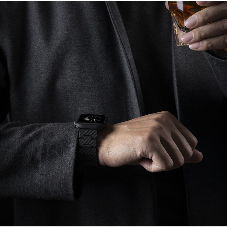 PITAKA Carbon Fiber Watch Band 100% Recycled Lightweight Durable Genuine Black Carbon Fiber for Apple Watch 42/44/45mm - Retro