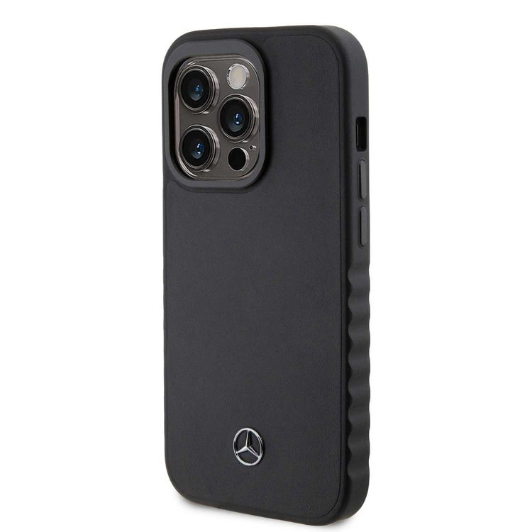 Mercedes-Benz iPhone 15 Pro Max For Smooth Genuine Leather Case - Black
