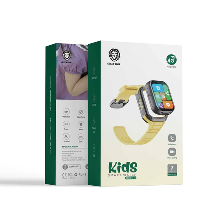 Green Lion 4G Kids Smart Watch Series 3 - Yellow