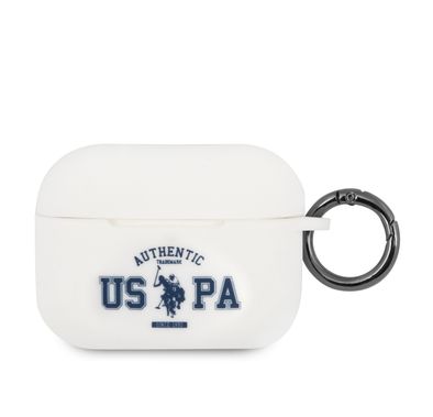 CG Mobile U.S.Polo Assn. Silicone Uspa Authentic Case Compatible for Airpods Pro, Scratch Resistant, Shock Absorption & Drop Protection Cover Officially Licensed,  White