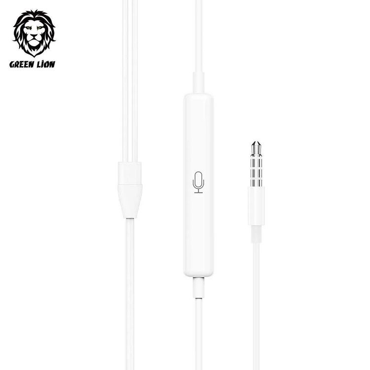سماعات أذن استريو غرين ليون مع ميكروفون مدمج، مكبر صوت 14 مم، طول كابل 1.2 متر، مقبس صوت 3.5 مم، أزرار تحكم - أبيض