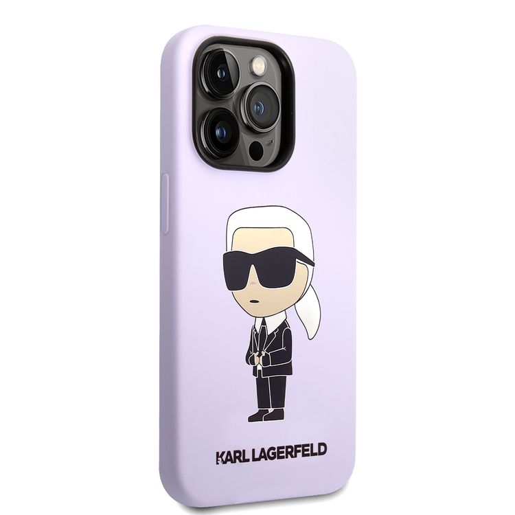 Karl Lagerfeld Magsafe Liquid Silicone Case With Ikonik NFT Logo iPhone 14 Pro Max - Purple