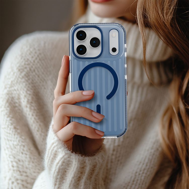 غلاف ليفيلو كابين إيليت ماج سيف لجهاز iPhone 17 Pro، زوايا مقاومة للصدمات، حواف بارزة للكاميرا والشاشة، مقاومة للخدوش بمستوى 2H، مغناطيسات قوية، تكنولوجيا واضحة على الدوام، واقي صدمات، مجرب ضد السقوط - أزرق منتصف الليل.