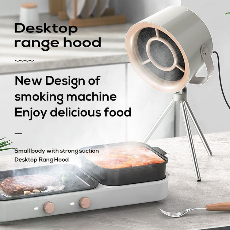 Porodo Lifestyle Portable Mini Smoke Exhaust with Filter, Washable Filters, Powerful Suction, Polymer Filter,  Adjustable Fan Speed - Beige 