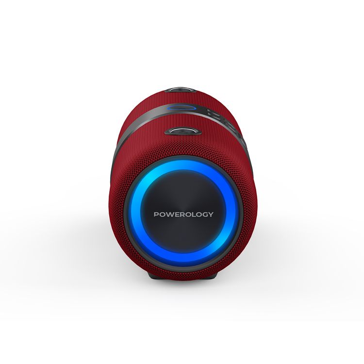 مكبر صوت ستيريو محمول بتقنية البلوتوث من باورولوجي سايفر مع إضاءة RGB، وقت تشغيل يصل إلى 5.5 ساعات، بطارية بسعة 3600 مللي أمبير، نطاق نقل يصل إلى 10 أمتار، متوافق مع سيري ومساعد جوجل الذكي - اللون الأحمر