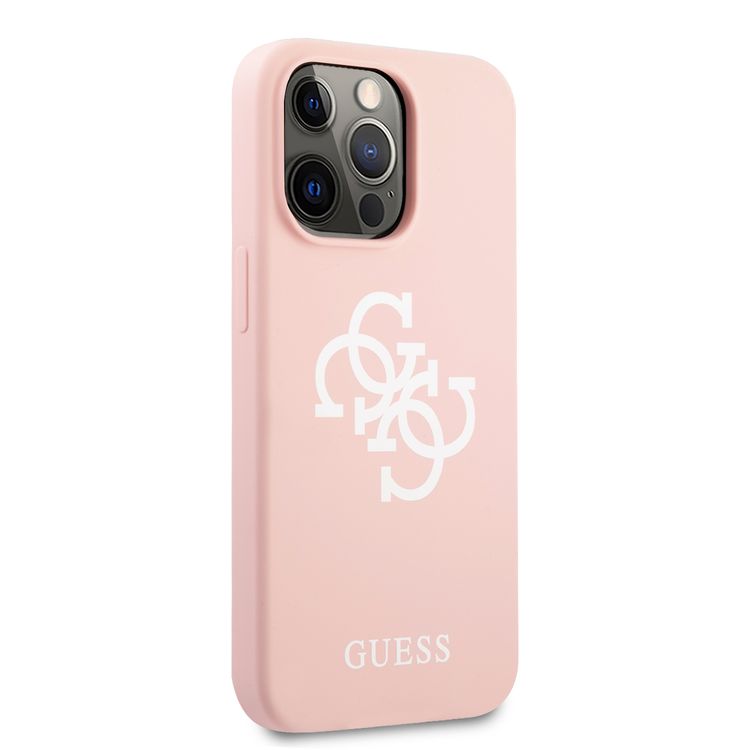 CG MOBILE Guess Liquid Silicone Case Big 4G with Logo Print Compatible for iPhone 13 Pro (6.1") Anti-Scratch, Easy Access to All Ports, Shock Absorption