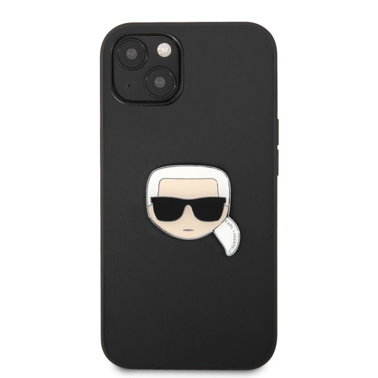 CG MOBILE Karl Lagerfeld PU Leather Case Karl Head Metal Logo Compatible for iPhone 13  (6.1") Anti-Scratch, Easy Access to All Ports, Drop Protection & Shock Absorption