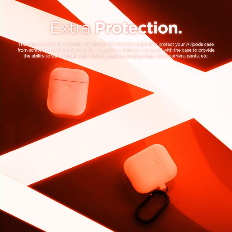 Elago Silicone Case with Anti-Lost Keychain Compatible with Apple AirPods 1/2 Wireless Charging Case, Front LED Visible, Anti-Slip Coating Inside, Premium Silicone - Neon Hot Pink