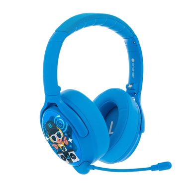 Buddyphones Cosmos Plus Kids Headphones with Wired and Wireless Connection, Active Noise Cancellation, Voice Enhancing StudyMode,Built-In Microphone - Blue
