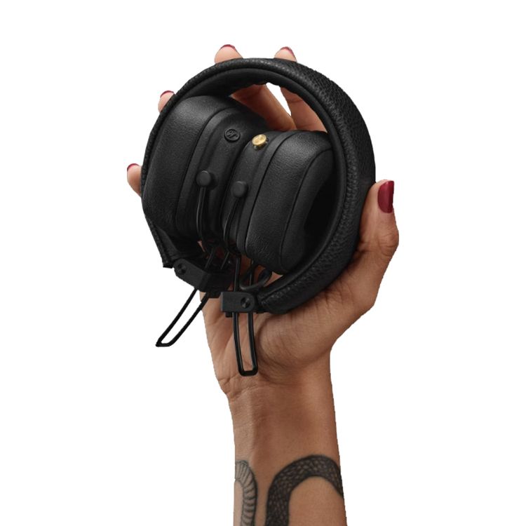 Marshall Major V Wireless On-Ear Headphones with Rugged & Foldable Design, Wireless Charging, 3 Hours Charging Time, Customizable M-Button, Bluetooth 5.3,Up to 100 Hours Play Time - Black
