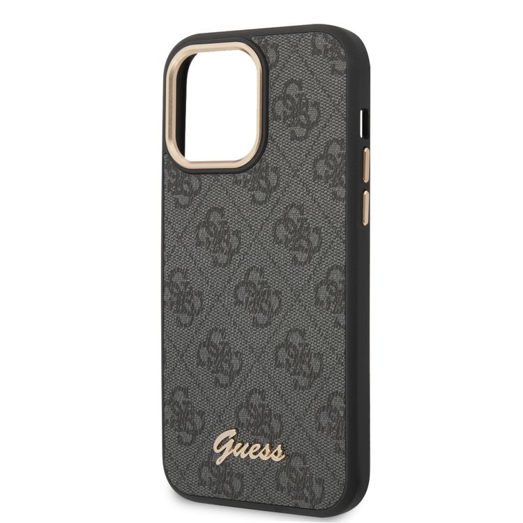 Guess PC/TPU 4G PU Case with Metal Camera Outline & Buttons iPhone 14 Pro Compatibility - Black