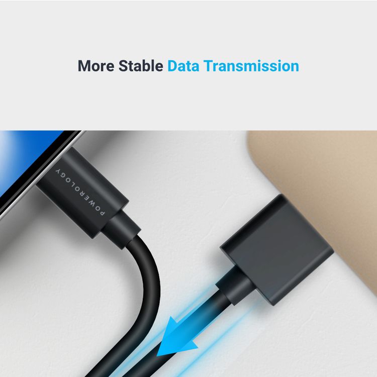 Powerology USB-A to Lightning Cable 3M Fast Charging  Data Sync - Black