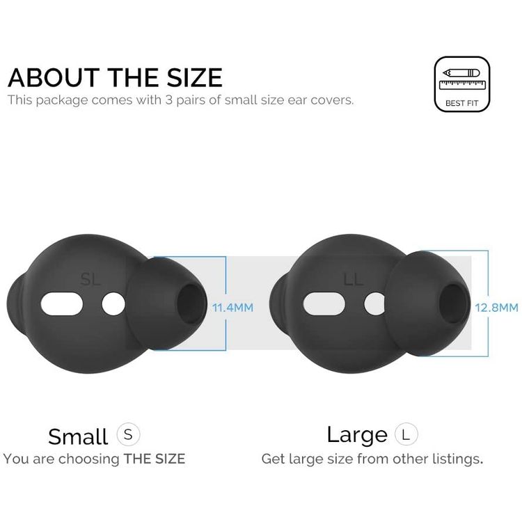 AhaStyle Silicone Cover for Airpods ( 3 Small Pairs ) - Black