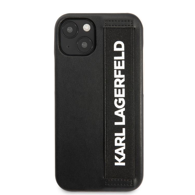 Karl Lagerfeld PU Leather Case With Elastic Band Strap For iPhone 13 (6.1 ) - Black