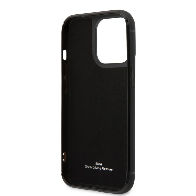 BMW Signature Collection Genuine Leather Case With Cardslot Embossed Pattern - iPhone 14 Pro Max - Taupe