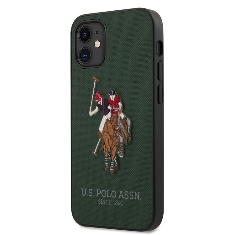 CG MOBILE U.S.Polo Assn. PU Hard Case Polo Embroidery Compatible for iPhone 12Mini(5.4")Shock Resistant, Scratches Resistant Back Cover, Easy Access to All Ports Suitable - Green
