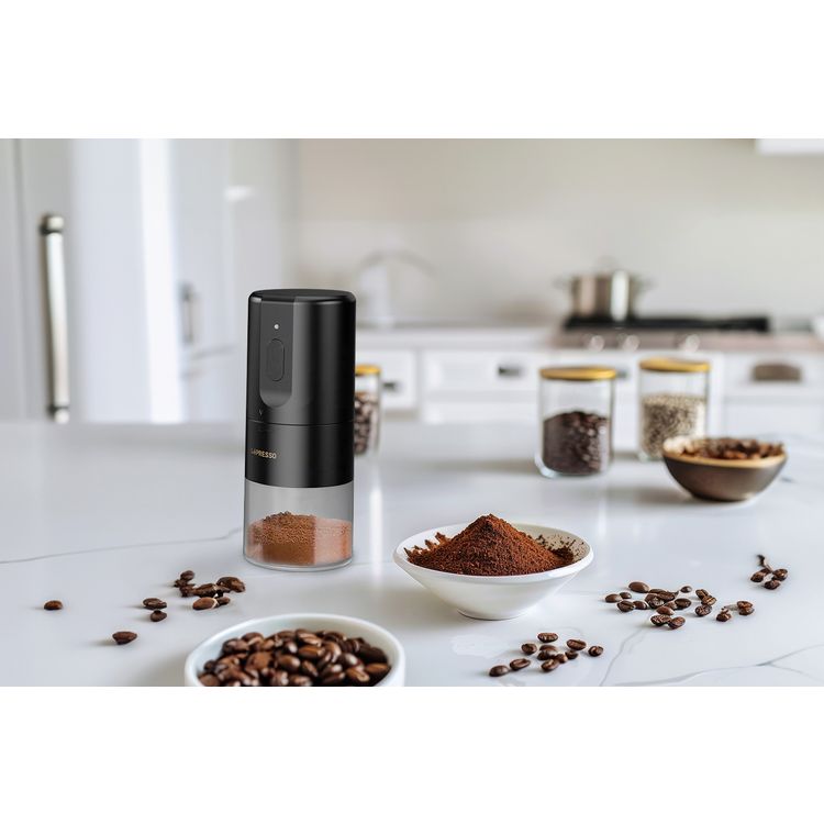LePresso Conical Burr Grinder, 1200mAh Battery Capacity, 3 Hours Charging Time, Type-C Charging Port, Adjustable Grind Size, 160g Powder Container - Black