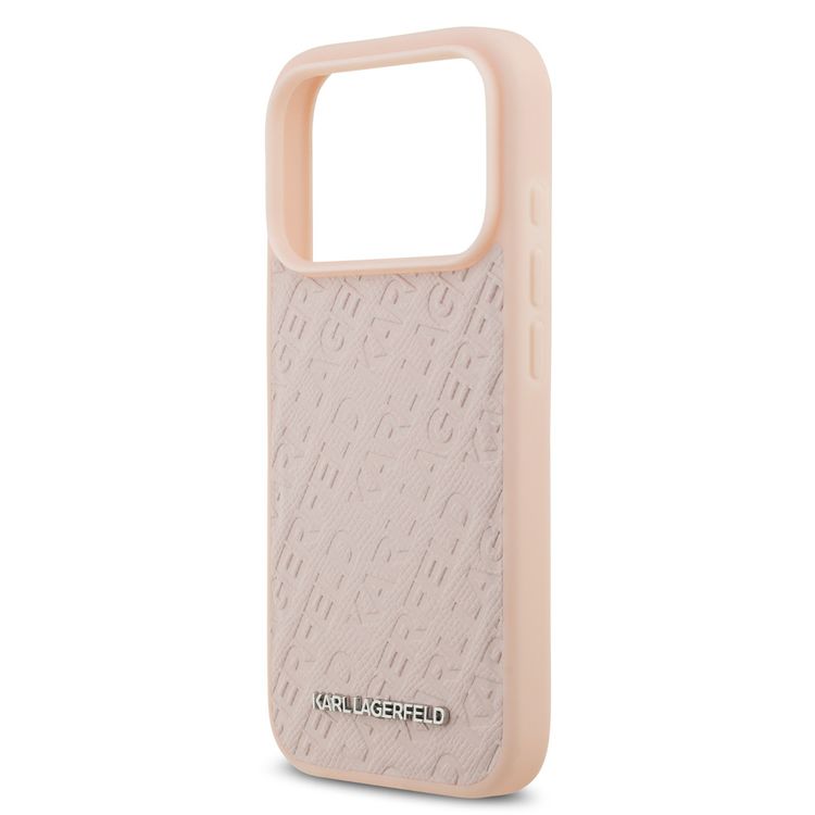 Karl Lagerfeld MagSafe Full Wrapped PU Leather Case with Karl Grain for iPhone 17 Pro Max, Slim Profile, Drop Protection, Easy Snap-On, Sustainable Packaging, Comfortable Grip, Lightweight Design - Pink