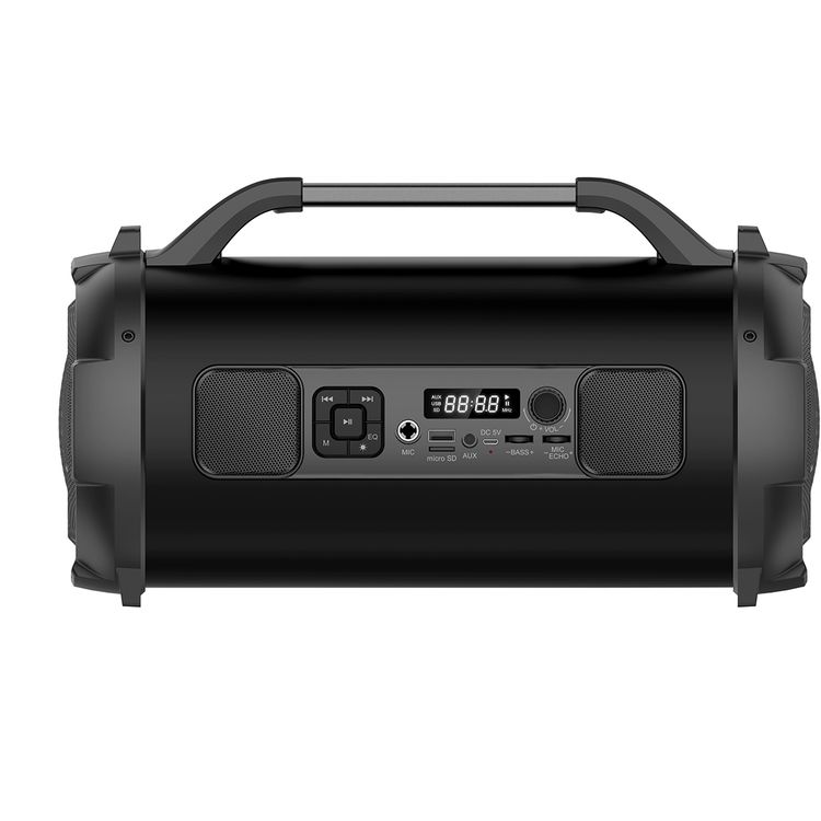 Porodo Soundtec Adventure Speaker with Colorful Lighting Effects, Bass & Concert Modes, Digital Display, 10m Bluetooth Range, 24W Total Power, Portable - Black