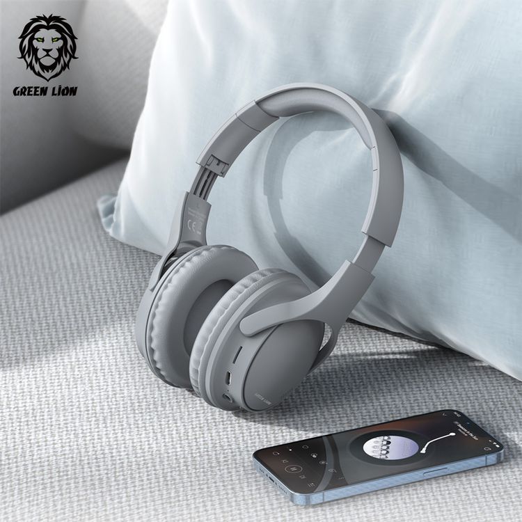 Green Lion Comfort Plus Over-Ear Headphones, Wired and Wireless Connection, 7 Hours Playtime,  Bluetooth Version 5.3, Comfortable to Wear - Gray