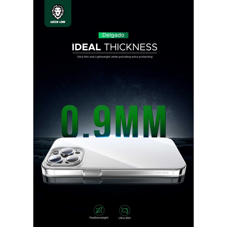 Green Lion Delgado PC Case for iPhone 15 Pro, High-Quality PC Material, Anti-Scratch & Drop-Resistant, Slim Design, Anti-Fingerprint, HD Clarity, Anti-Yellowing, Precise Cutouts - Clear