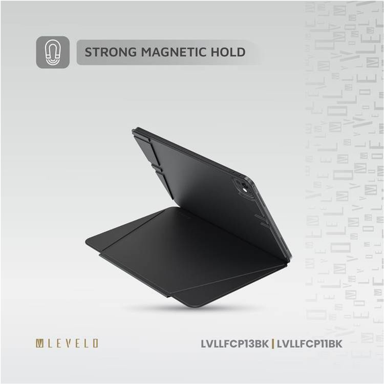 Levelo Luxora Folio Case for iPad Pro 11", Strong Magnetic Hold, Multi-Fold Design, Adjustable Height - Black
