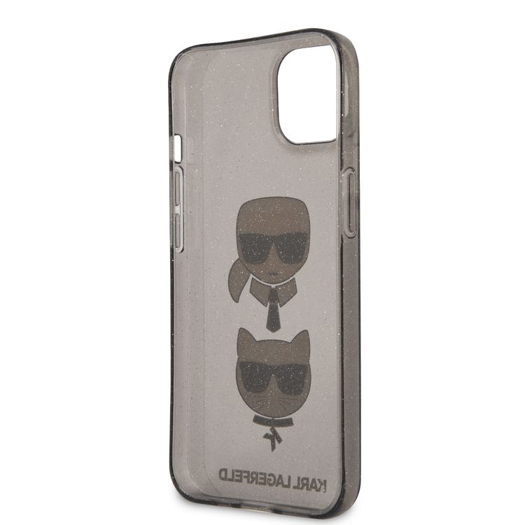 CG MOBILE Karl Lagerfeld TPU Full Glitter Case with Embossed Karl & Choupette Head Compatible for iPhone 13 (6.1") Scratch Resistant, Easy Access to All Ports, Drop