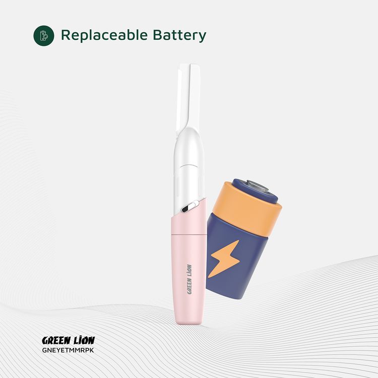 Green Lion Eyebrow Hair Trimmer with Adjustable Angle & Planner, ABS Material & Stainless Steel Blade, Replaceable AAA Battery, Skin Friendly, Precision Trimming, Ergonomic Design - Pink