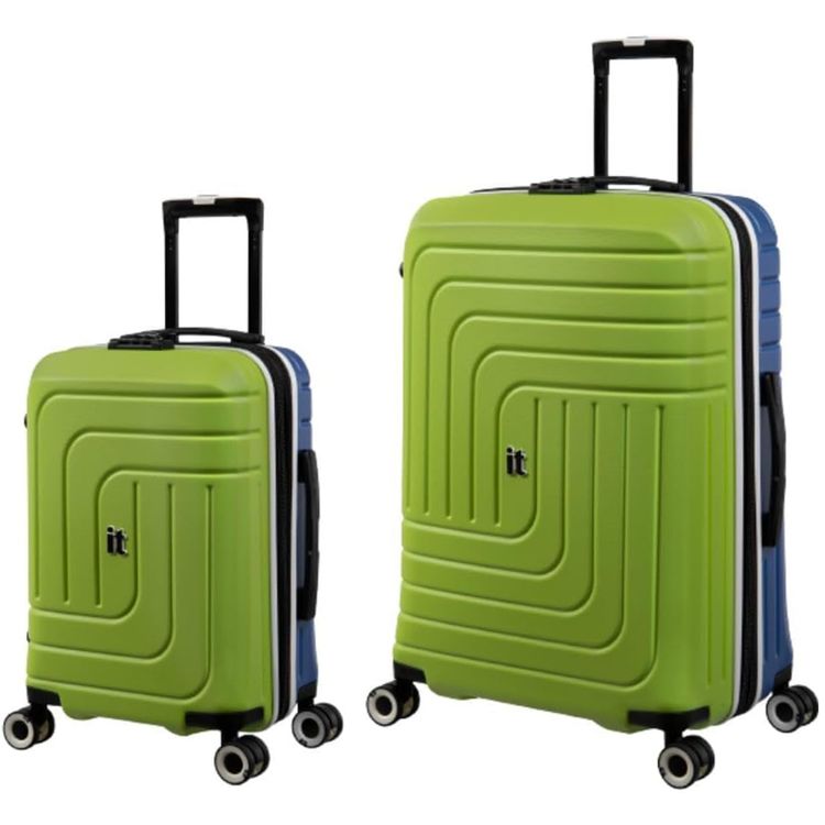 it Luggage Convolved Cabin Trolley, ABS Hard Shell, Expandable Design, Spinner Wheels, TSA Lock - Blue / Lime