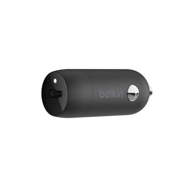 Belkin 18W PD USB-C Dual Standalone Car Charger, Compact and Portable Design Car Charger, Fast Charger Compatible for iPhone, Samsung & Other USB-C Devices - Black