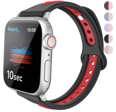 AhaStyle WA13-40MM-BK Premium Silicone Apple Watch Band Duotone Design 38 / 40mm Sport Strap Compatible with Apple Watch Series SE/6/5/4/3 - Black