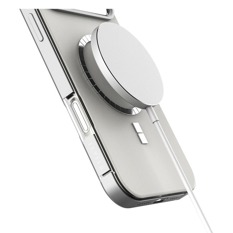 Levelo Mia MagSafe Hybrid Case for iPhone 17 Pro Max, N52 Strong Magnets, Matte Silicone Texture Material, Frosted Clear Design, 1.5m Drop Tested, Aluminum Alloy Frame for Camera & Edges, Non-Slip Texture, Comfortable Grip, Shock-Resistant Bumper - Silverstone