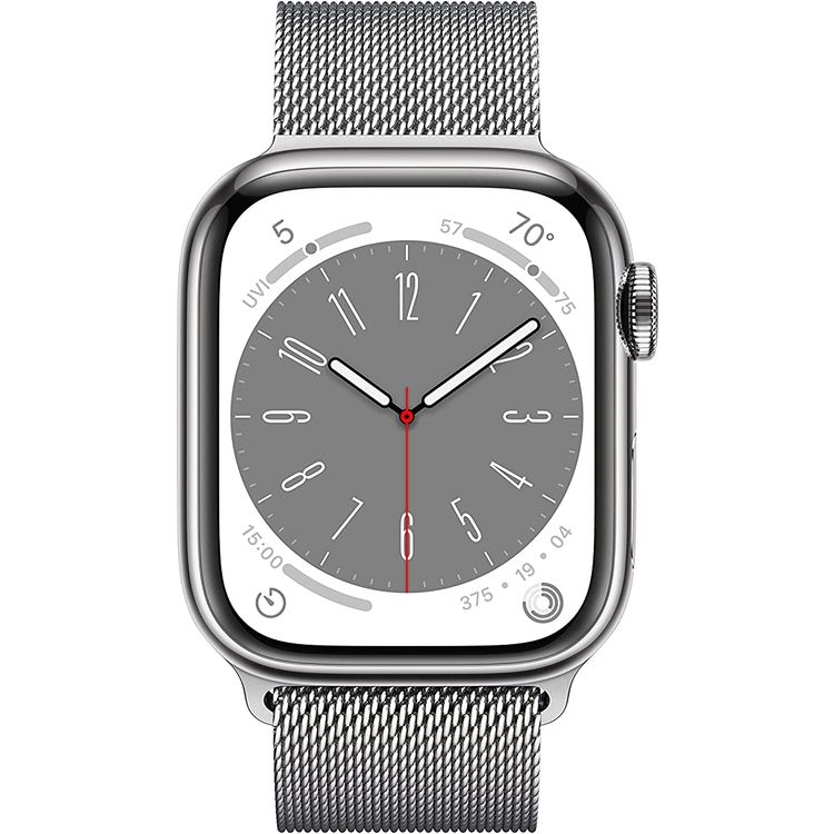 Apple watch series 8 (GPS + Cellular) - Silver Stainless Steel Case, Silver Milanese Loop - 41 MM