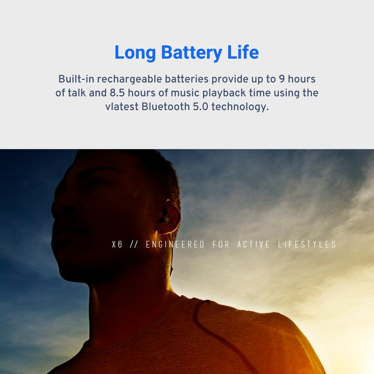 MEE Audio X6 Stereo Bluetooth Wireless Sports In-Ear Headphones - Black