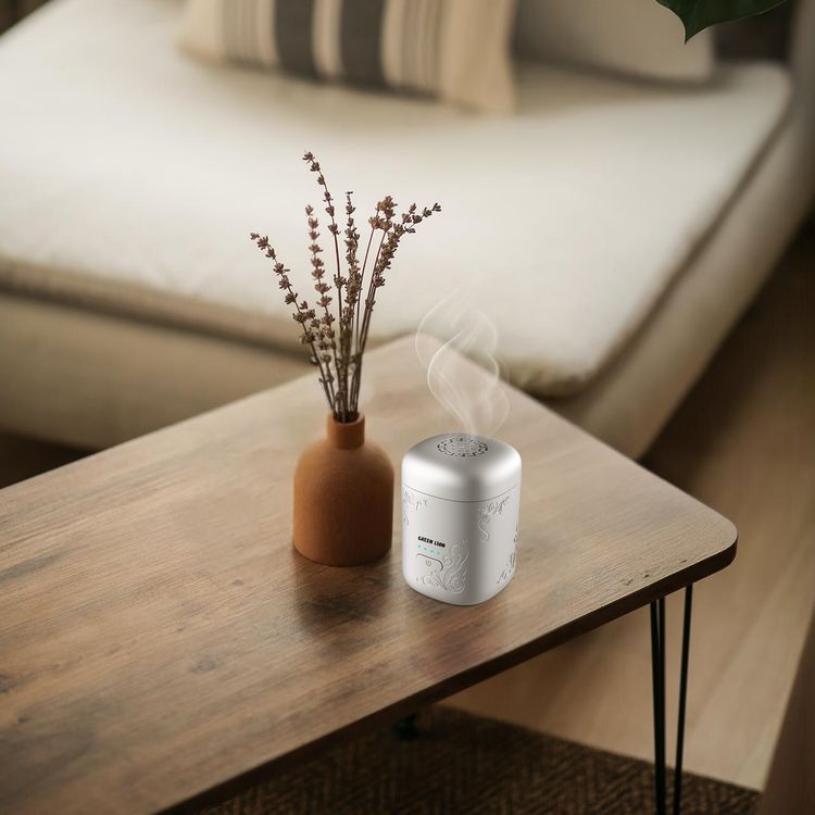 Green Lion Aseel Bakhour Burner with Aesthetic Appearance, 1400mAh Battery, 120 Seconds Single Burning Time, Auto-Off Function, Wide Area Coverage, LED Indicator, Safe & Non-Toxic - Silver