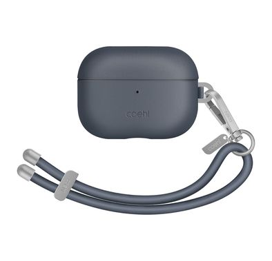 UNIQ Coehl Haven Airpods Pro 2nd Gen (2022) Case, Wired and Wireless charging, Matching Detachable Rope Hand Strap, Leatherette - Sapphire Blue