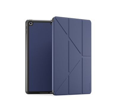 Levelo Elegante Hybrid Leather Case for iPad 10.2" (9th Generation), Vertical & Horizontal Positioning, Shock Absorbent Bumper Case, 360° Protection, Easy Snap-On, Accurate Cut-Outs - Blue