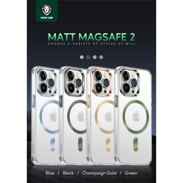 Green Matt Magsafe 2 IMD Anti-Scratch Case 13 Pro Max - Blue