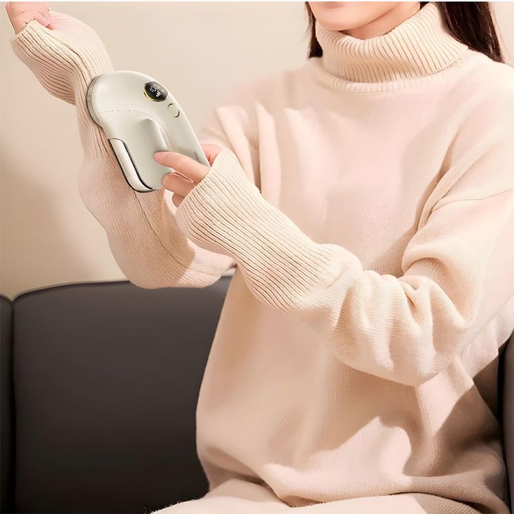 Green Lion Ergotrim Digital Fabric Remover with 3-Gear Speed Control, Up to 3 Hours Working Time, 110mL Lint Bin Capacity, 6-Leaf Blade, Honeycomb Mesh Cover, Ergonomic Handle, Safety Protection - White