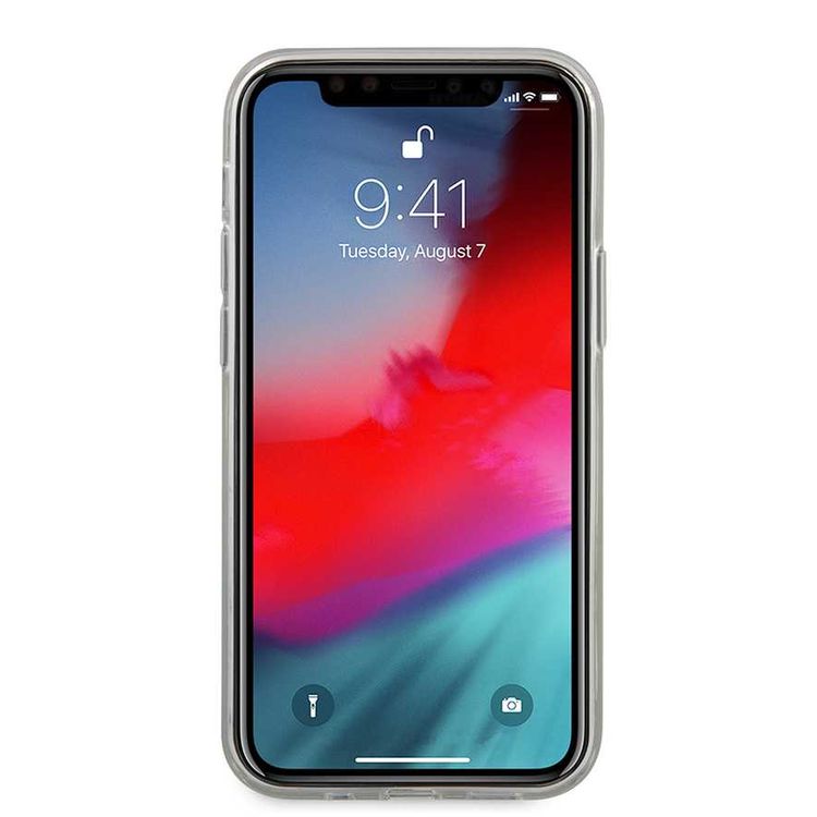 CG Mobile Guess PC/TPU 4G Pattern Hard Phone Case Compatible for iPhone 12 Mini (5.4") Shock Resistant Mobile Case Officially Licensed - Iridescent