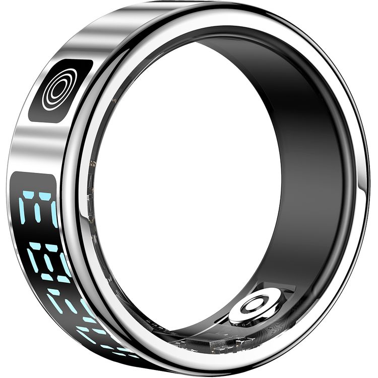 Porodo FitSync Smart Ring with Digital Display with Touch Scroll Function in Large Size 10, Up to 4 Days Active Use Time, 96KB Ram & 128KB ROM, Camera Gesture Control, Activity Tracking & 128 Sport Modes - Silver