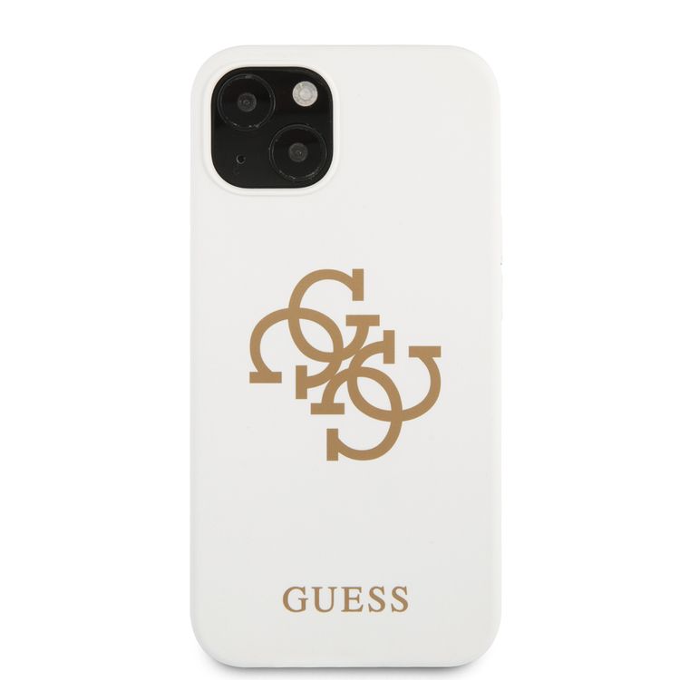 CG MOBILE Guess Liquid Silicone Case Big 4G with Logo Print Compatible for iPhone 13 Mini (5.4") Anti-Scratch, Easy Access to All Ports, Shock Absorption