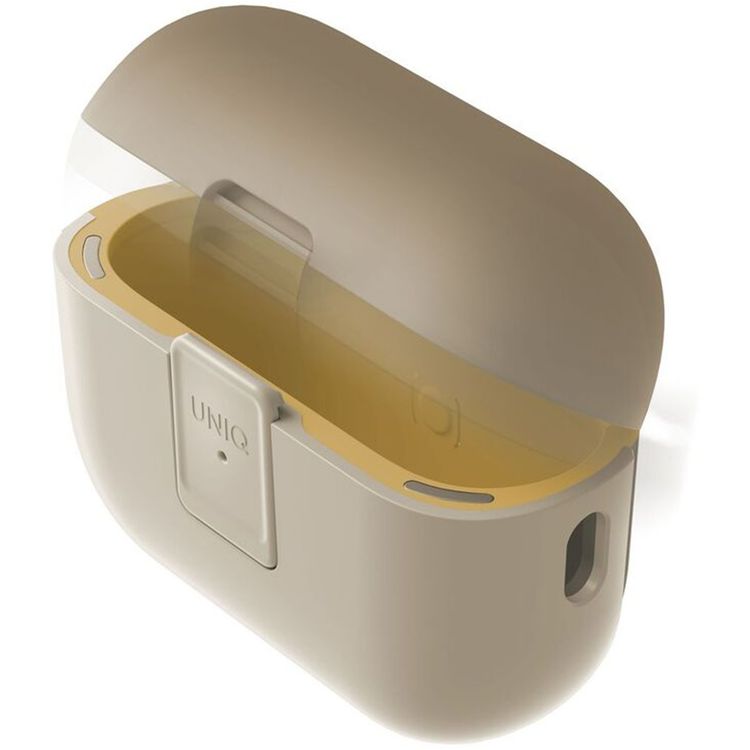UNIQ Clyde Airpods Pro 2nd Gen Case, Hybrid Dual Layer Design, Premium Aluminum Carabiner, Wired and Wireless Charging - Ivory
