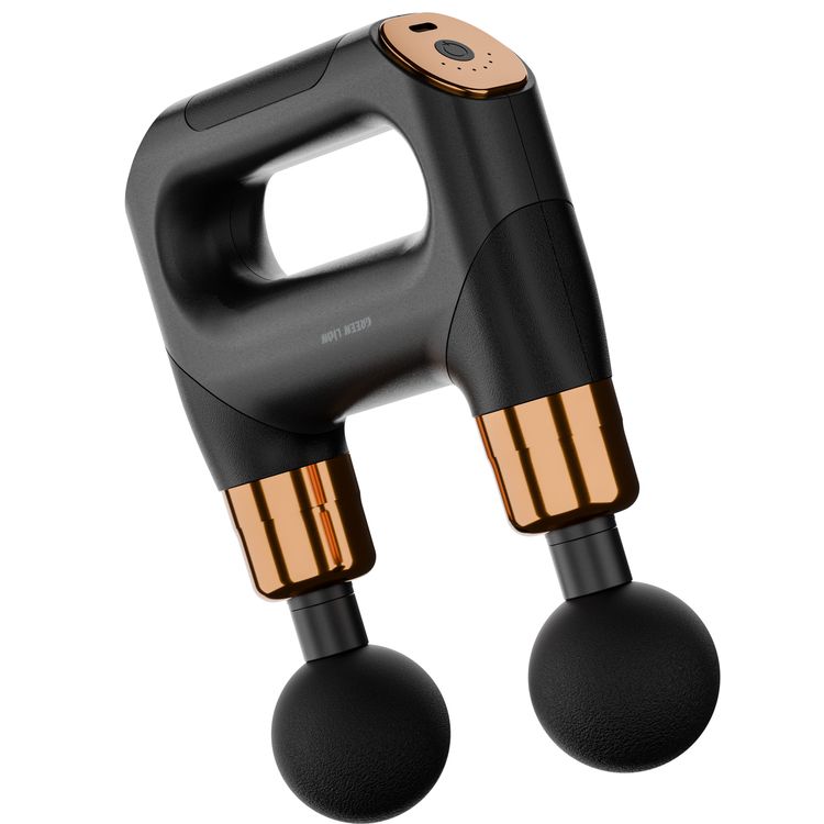 Green Lion Dual Head Massage Gun with 4×Double Massage Heads (Ball/U-Shaped/Flat/Bullet Heads), 45 Min Working Time, 6×Speed Levels, 3200 RPM Motor, Ergonomic Handle, Quiet Operation, Portable Handheld Body Massager for Neck, Shoulders, Back, Legs Pain Relief - Black