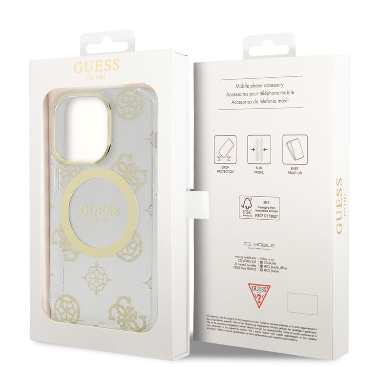 Guess Magsafe IML Case - Gold Transparent - iPhone 15 Pro Max