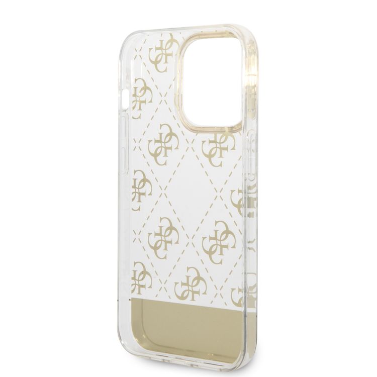 Guess IML Case With Electroplated 4G Pattern & Bottom Stripe Script Logo - Gold