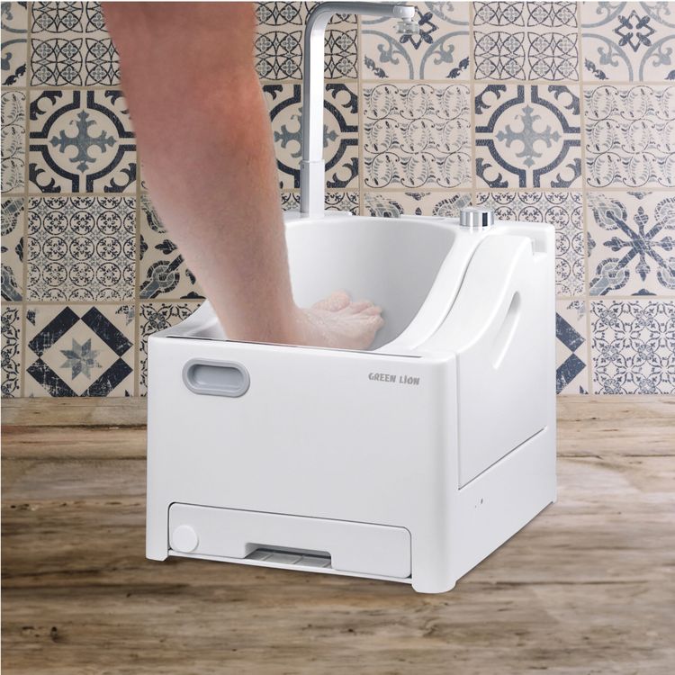  Green Lion Portable Wudu Machine with Pressure Foot Pedal, 2.5 L Clean Water Capacity, 2x1800 mAh Batteries, Lightweight Design, No Installation Required, Safe to Use - White