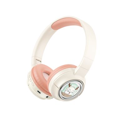 Porodo Soundtec Moose Wireless Kids Headphone, V5.3 Bluetooth, 2H Charging Time, 40mm Speaker Size, 20H Play Time, LED Lights, 400mAh - Pink 